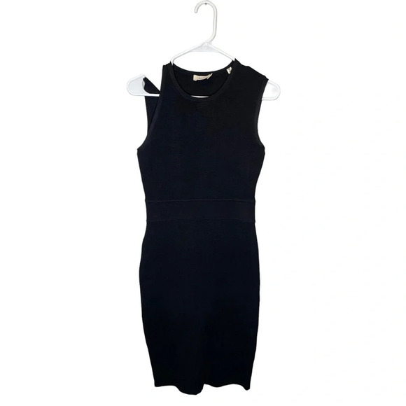 A.L.C. Black Midi Sleeveless Bodycon Dress Size Small White Detail On Shouler - Picture 1 of 10